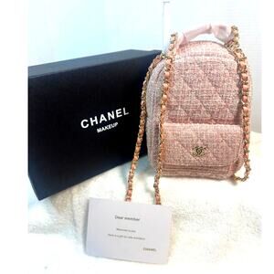 Chanel Beauty VIP Gift Pink Tweed Mini Backpack Chain Bag ~GWP ~New